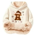 thumbnail image 1 of XUELUO Little Girls Hoodies Long Sleeve Drawstring Hood Fleece Lined Cow Snowflake Print Tops For Cold Weather Warm Soft Clothes, 1 of 5