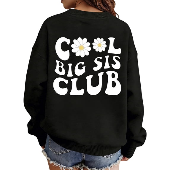 XUELUO Little Girls Sweatshirts Round Neck Long Sleeve "Cool Big Sis Club" Pattern Tops Spring Streetwear Oversized Comfort Tops