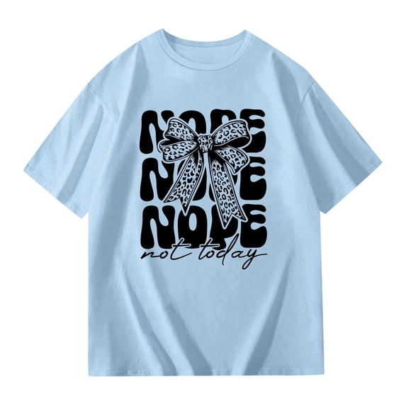 XUELUO Little Girls T-Shirts Oversized Short Sleeve Crew Neck Letter Leopard Bow Graphic Tshirts Summer Athleisure Tops For Teens
