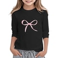 thumbnail image 1 of XUELUO Little Girls T-Shirts Three Quarter Sleeve Crew Neck Pink Bow Print Tee Cute Gentle Soft Valentine'S Day Spring Cozy Tee, 1 of 4