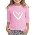 thumbnail image 1 of XUELUO Little Girls T-Shirts Three Quarter Sleeve Crewneck Heart Doodle Tee Tops Playful Casual Trendy Spring Daily Kid Tshirts, 1 of 4