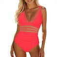 thumbnail image 1 of XUELUO One Piece Swimsuit Women Summer Solid Color Strappy Push Up Padded Athletic Sports Vintage Swimsuits Activewear,Red,S, 1 of 4