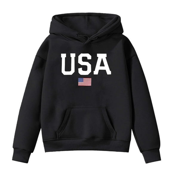 XUELUO Teen Boys Hoodies And Sweatshirts Autumn Winter Letter Print Hooded Long Sleeve Loose Casual Pullover Tops Activewear,Black,13-14 Years