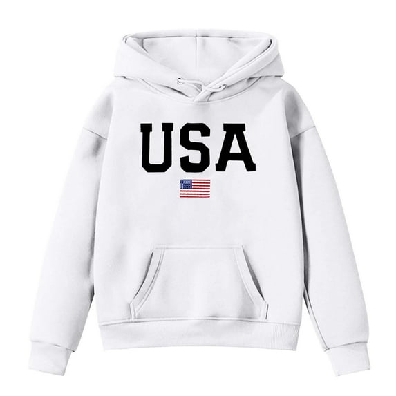 XUELUO Teen Boys Hoodies And Sweatshirts Autumn Winter Letter Print Hooded Long Sleeve Loose Casual Pullover Tops Activewear,White,13-14 Years