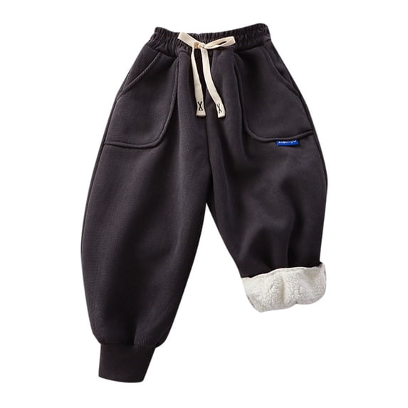 XUELUO Toddler Athletic Pants Plain Lined Thick Corduroy Jogger Sweatpants Early Spring Winter Warm Trousers For Girls Boys