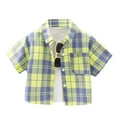thumbnail image 1 of XUELUO Toddler Boys Athletic Polo Shirts Summer Checkered Print Lapel Button Down Short Sleeve Fashion Tops T Shirts Sportwear,Yellow,3-4 Years, 1 of 3