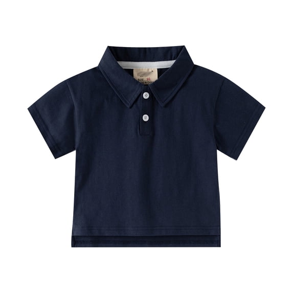 XUELUO Toddler Boys Athletic Polo Shirts Summer Solid Color Lapel Button Down Short Sleeve Casual Tops T Shirts Daily-Wear,Blue,2-3 Years
