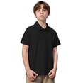 thumbnail image 1 of XUELUO Toddler Boys Athletic Polo Shirts Summer Solid Color Lapel Button Down Short Sleeve Gentleman Tops Tee Shirts Activewear,Black,4-5 Years, 1 of 5