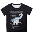 thumbnail image 1 of XUELUO Toddler Boys Athletic Shirts Summer Cartoon Dinosaur Print Round Neck Short Sleeve Elastic Sports Comfortable T Shirts Daily-Wear,Black,3-4 Years, 1 of 3