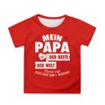 thumbnail image 1 of XUELUO Toddler Boys Athletic Shirts Summer Father'S Day Letter Print Crew Neck Short Sleeve Casual Tops T-Shirts Daily-Wear,Red,3-4 Years, 1 of 4