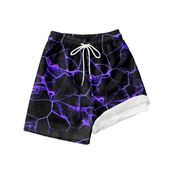 XUELUO Toddler Boys Athletic Shorts And Pants Summer Gradient Print Elastic Waist Drawstring Wide Leg Loose Casual Shorts Trousers Beachwear,Purple,7 Years