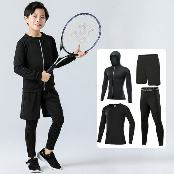 XUELUO Toddler Boys Casual Outfit Sets Boys Girls Base Layer Athletic Compression Leggings And Shirts Thermal Underwear Set Running Pants Tights Clothing Daily-Wear