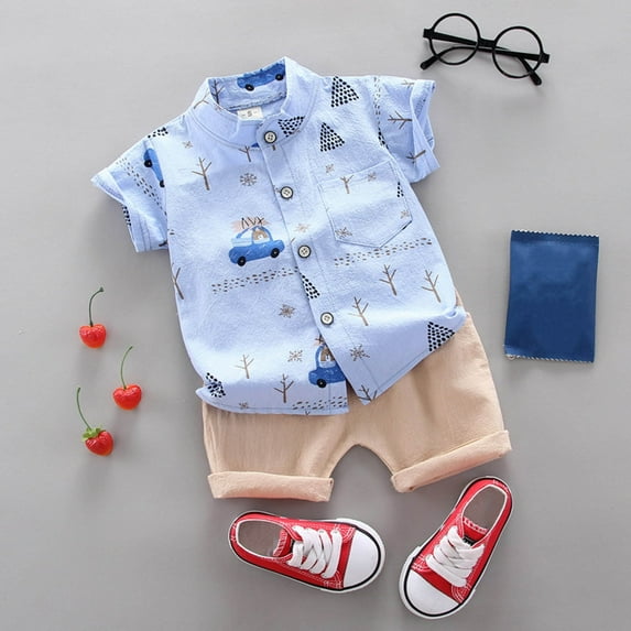 XUELUO Toddler Boys Casual Outfit Sets Cartoon Set Tops+Shorts Summer 1 4Years Baby Outfits T Shirt Outfits&Set Clothing Activewear