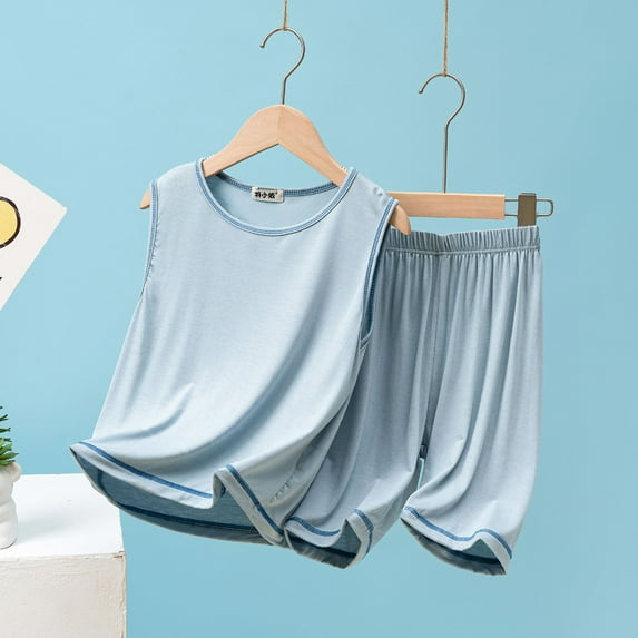 XUELUO Toddler Boys Casual Outfit Sets Children'S Vest Shorts Set Summer Thin Boy And Girls Sleeveless Home Wear Loose Suit Clothing Outwear