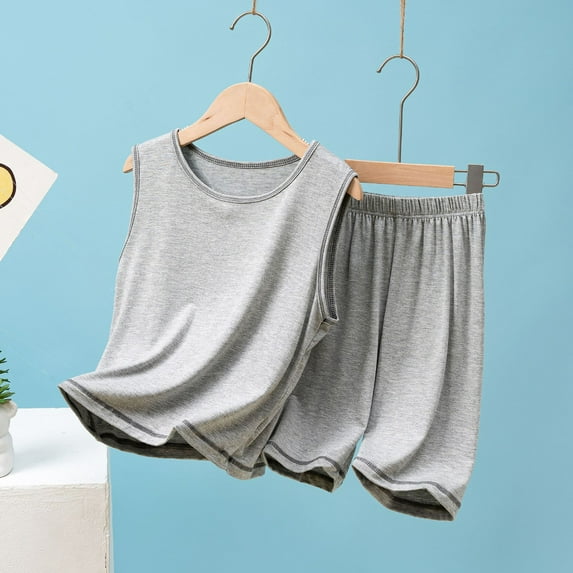 XUELUO Toddler Boys Casual Outfit Sets Children'S Vest Shorts Set Summer Thin Boy And Girls Sleeveless Home Wear Loose Suit Clothing Streetwear