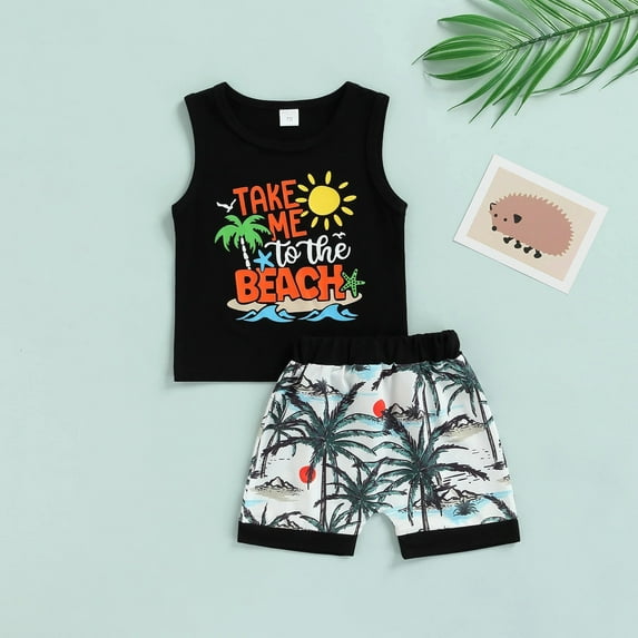 XUELUO Toddler Boys Casual Outfit Sets Girls Sleeveless Cartoon Letter Printed Vest T Shirt Tops Shorts Outfits Clothing Streetwear