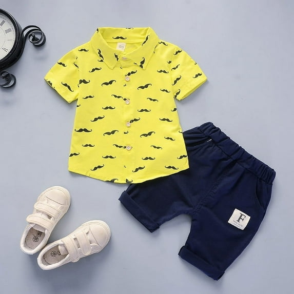 XUELUO Toddler Boys Casual Outfit Sets Kids Baby Summer Gentleman Suit Short Sleeve T Shirt Tops Shorts 2Pcs Outfits Set Clothing Sportwear