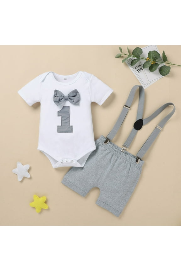 Toddler Boys Casual Outfit Sets Romper Tie First Bodysuit Baby Birthday Bow Set Outfits Boy Outfits&Set Clothing Daily-Wear