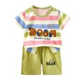 thumbnail image 1 of XUELUO Toddler Boys Casual Outfit Sets Summer Cartoon Animal Print Crew Neck Short Sleeve Tshirts Tops And Shorts 2 Piece Sportwear,Green,3-4 Years, 1 of 4