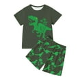 thumbnail image 1 of XUELUO Toddler Boys Casual Outfit Sets Summer Dinosaur Print Crew Neck Short Sleeve T Shirt Tops And Shorts 2 Piece Activewear,Green,3-4 Years, 1 of 4