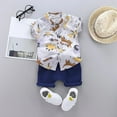 thumbnail image 1 of XUELUO Toddler Boys Casual Outfit Sets Summer Thin Cartoon Dinosaur Series Shorts Short Sleeve Two Piece Set Clothing Activewear, 1 of 3