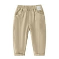 thumbnail image 1 of XUELUO Toddler Boys Pants Autumn Winter Denim Solid Color Elastic Waist Comfortable Loose Fit Casual Straight Leg Jeans Sportswear,Brown,3-4 Years, 1 of 6