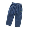 thumbnail image 1 of XUELUO Toddler Boys Pants Summer Solid Color Denim Elastic Waist Loose Fit Casual Comfortable Jeans Sportwear,Blue,3-4 Years, 1 of 4