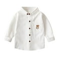 thumbnail image 1 of XUELUO Toddler Boys Shirts & Tops Autumn Winter Cartoon Bear Print Lapel Button Down Long Sleeve Gentleman Tops Tshirts Outwear,White,3-4 Years, 1 of 4