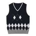 thumbnail image 1 of XUELUO Toddler Boys Shirts & Tops Autumn Winter Knitted Color Block Print V Neck Sleeveless Warm Sweater Vest Tops T Shirts Daily-Wear,Blue,3-4 Years, 1 of 3