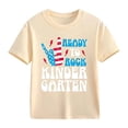 thumbnail image 1 of XUELUO Toddler Boys Shirts & Tops Summer Back To School Letter Print Round Neck Short Sleeve Elastic Casual Comfortable Tops Tshirts Activewear,Beige,2-3 Years, 1 of 7