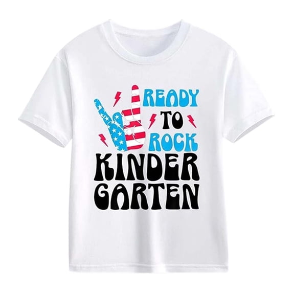 XUELUO Toddler Boys Shirts & Tops Summer Back To School Letter Print Round Neck Short Sleeve Elastic Casual Comfortable Tops Tshirts Outwear,White,2-3 Years