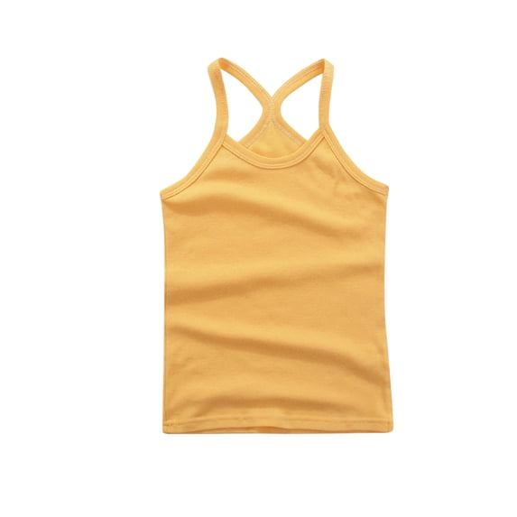 XUELUO Toddler Boys Shirts & Tops Summer Solid Color Round Neck Sleeveless Sports Tops Tee Shirts Daily-Wear,Yellow,4-5 Years