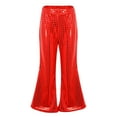 thumbnail image 1 of XUELUO Toddler Girls Flare Pants Sequin Glitter Design Elastic Waist Pants Carnival Party Bottom Shiny Fashion Slim Kids Toursers, 1 of 5