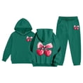 thumbnail image 1 of XUELUO Toddler Girls Outfit Sets 2-Piece Bow & Heart Graphic Hoodie & Joggers Pants Spring Athleisure Comfort Tracksuit, 1 of 7