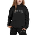 thumbnail image 1 of XUELUO Toddler Girls Outfits Sets Autumn New York Letters Print Hoodies + Sweatpants 2 Piece Little Girls Training Tracksuits Suits, 1 of 4