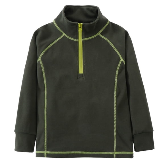 XUELUO Toddler Sweatshirts Boys Girls Thin Fuzzy Half Zipper Collar Lime Stitching Long Sleeve Tops Spring Athleisure Loose Clothes