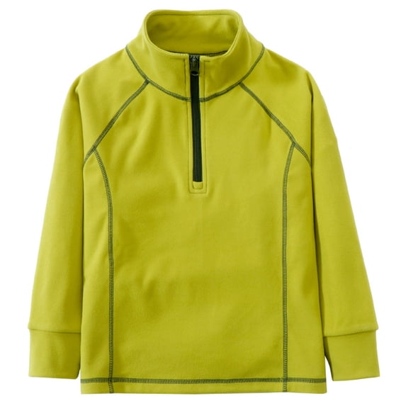 XUELUO Toddler Sweatshirts Boys Girls Thin Fuzzy Half Zipper Collar Lime Stitching Long Sleeve Tops Spring Athleisure Loose Clothes