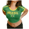 thumbnail image 1 of XUELUO Womens Crop T-Shirts Brasil Graphic Crewneck Short Sleeve Tshirts Summer Cool Streetwear Slim Ladies Sporty Tops, 1 of 5