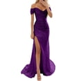 thumbnail image 1 of XUELUO Womens Dresses Off Shoulder Short Sleeves Sequined High Slit Floor Length Dress Evening & Wedding Guest Formal Dress, 1 of 5