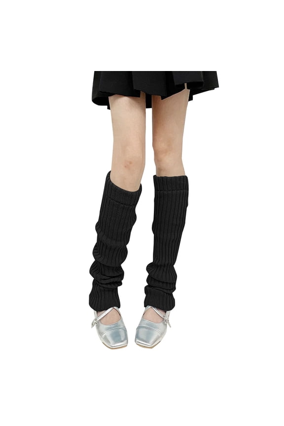 Black Socks For Women Knit Stack Up Over The Knee Extended Yoga Leggings Fitness Tights Comfort Socks