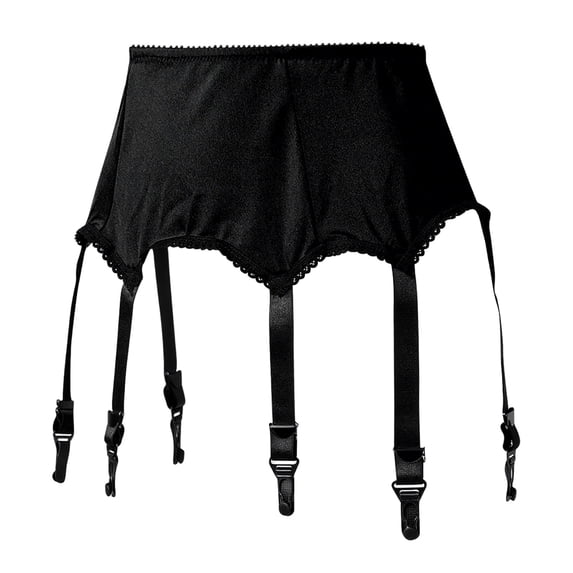 XUEMAO Black Socks For Women Lace Garter Belt With 6 Straps Metal Clip Suspender For Thigh High Stockings Comfort Socks
