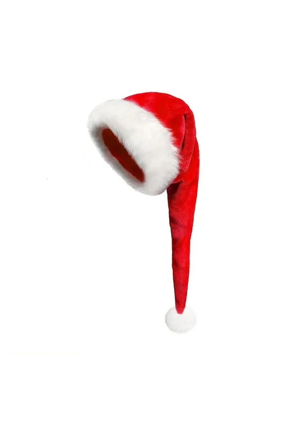 Christmas Hat for Adult, Red Plush Long Santa Hats Xmas Velvet Christmas Hats For Adults Keep Warm Winter Christmas Hat