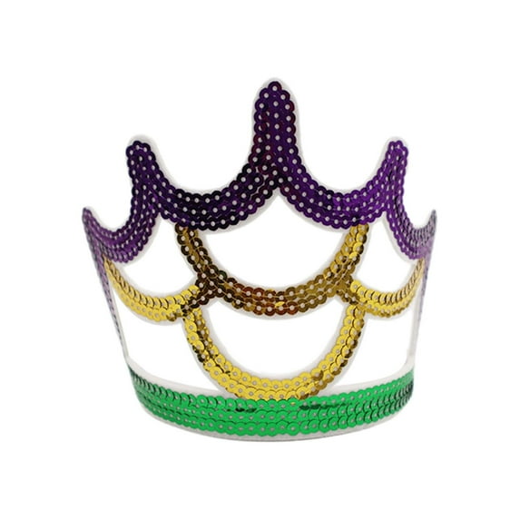 XUEMAO Mardi Gras Masquerade Colorful Sequin Crown Headband Outfit for Party Festive Birthday