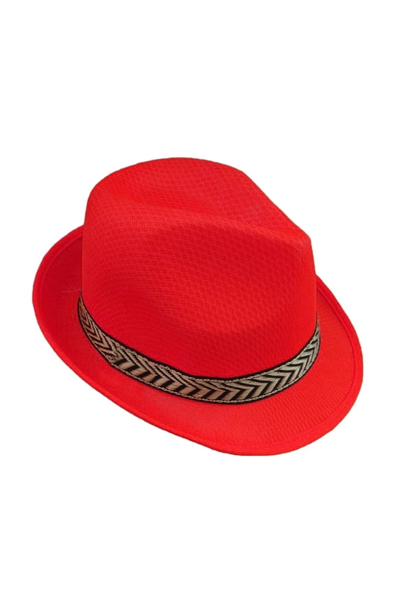 Panama Hats for Women and Men Fedora Hat Breathable Soft Cool Jazz Summer Outdoor Beach Sun Cap Fedora Red