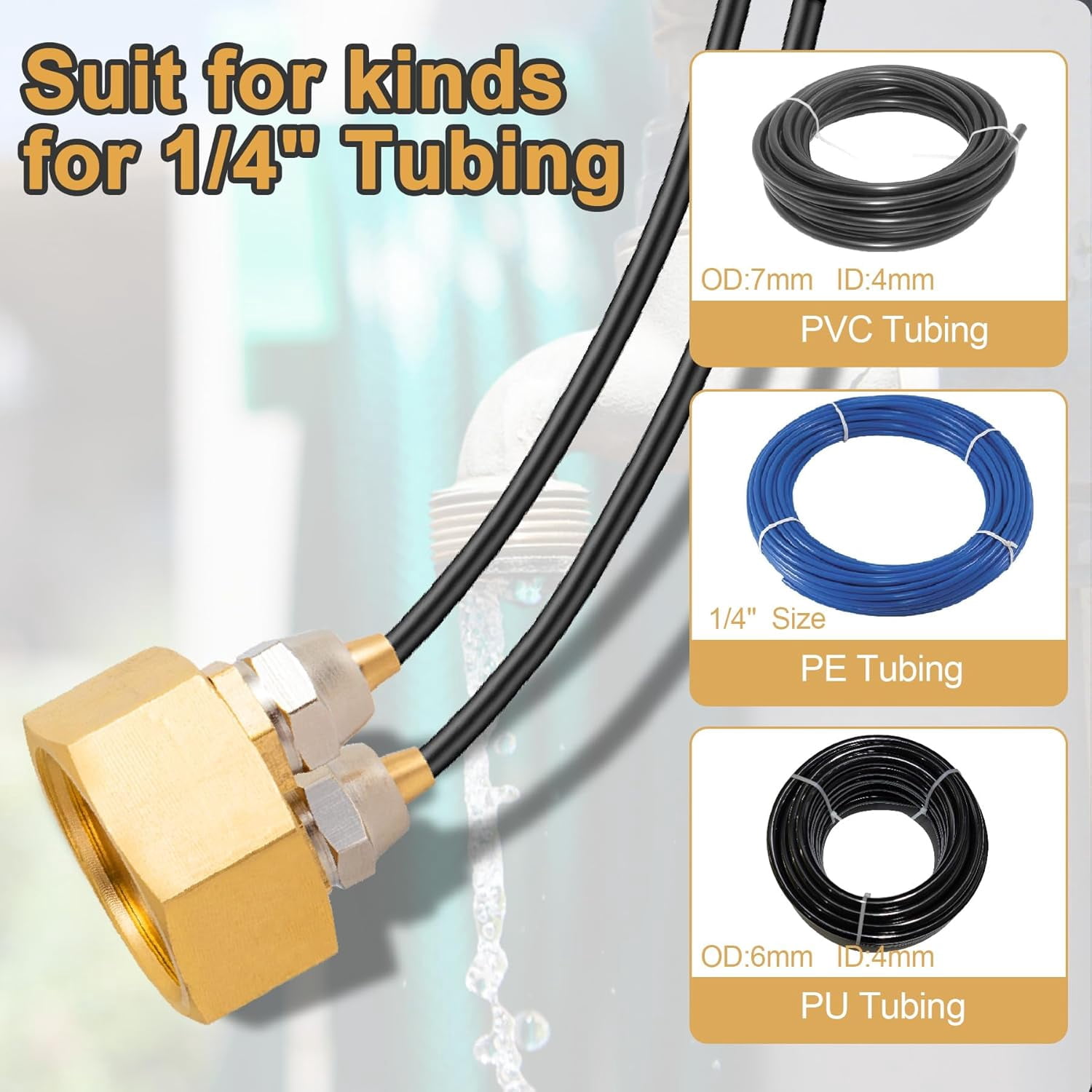Water Transfer String XUERUI-2 Pack Garden Hose Adapter, Solid Brass Standard 3/4