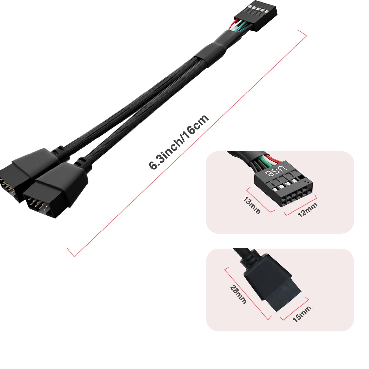 XUERUI 2 Packs Motherboard USB 2 0 To Dual 9 Pin Extension Cable 9 PIN xuerui-2-packs-motherboard-usb-2-0-to-dual-9-pin-extension-cable-9-pin
