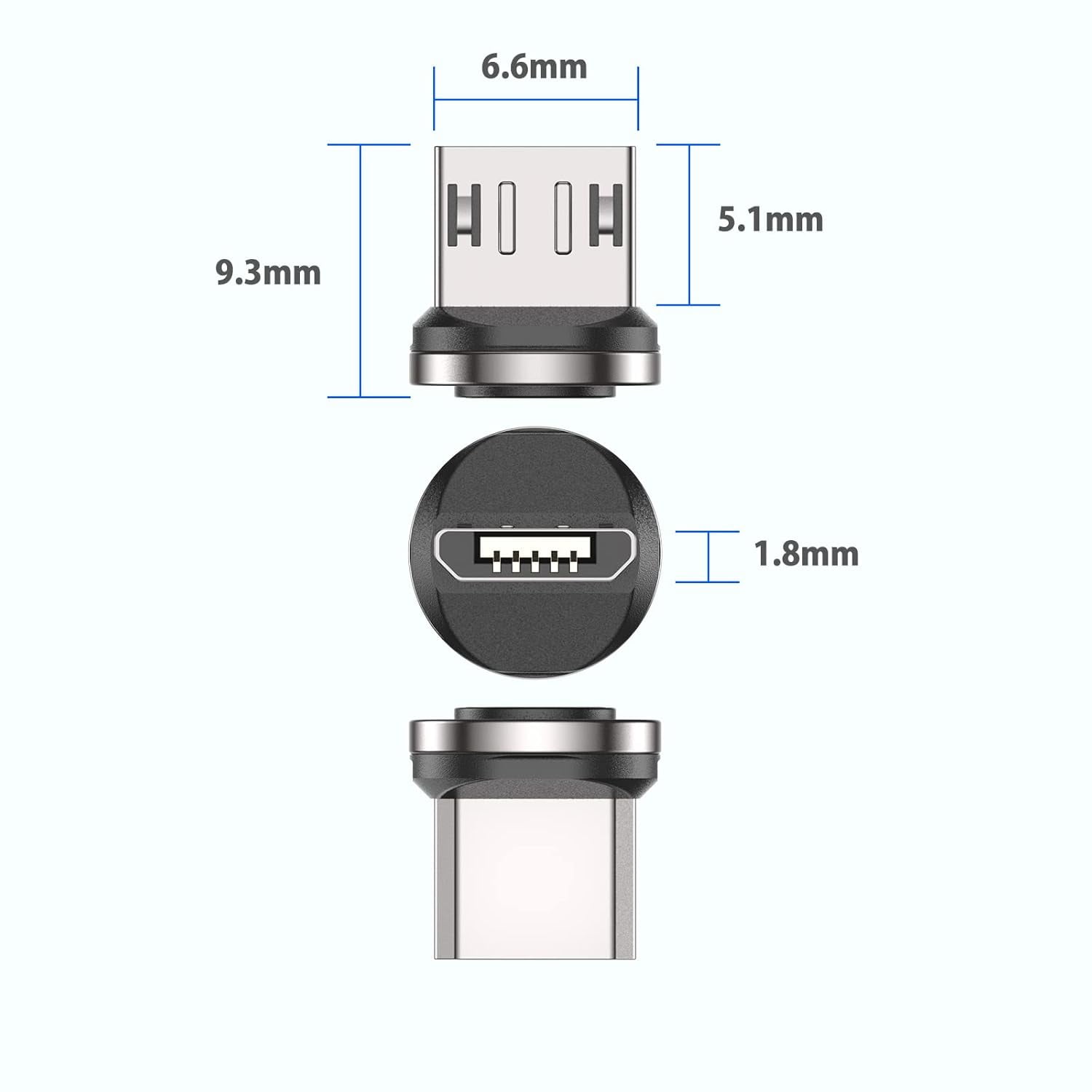 Micro Tip Connector XUERUI-9PIN Magnetic Connector Tips Head for Micro USB Android Devices ...