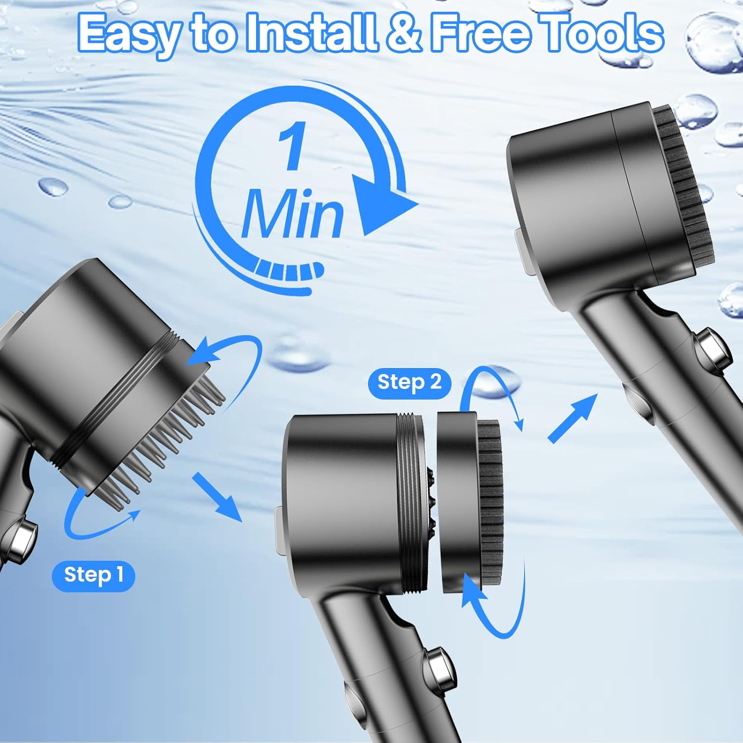 XUERUI-Filtered Shower Head with Handheld, High Pressure Water Flow and ...