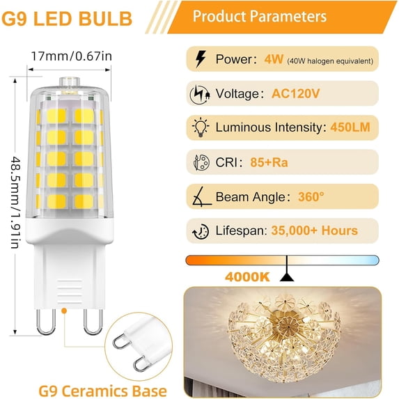 XUERUI-G9 LED Bulb Neutral WhiteT 4W, 40W T4 G9 Halogen Equivalent ...
