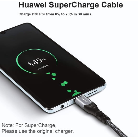 XUERUI-Huawei Supercharge 88W USB-C Cable 6ft, 6A Fast Charging Type-C Cord, Nylon Braided Replacement Cable for Huawei Mate 60 Pro, P60 Pro, Pura 70, Mate 50 Pro, Mate 40/30, Mate 20 Pro, Honor Vie